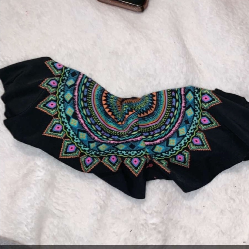 Ruffle tribal swim top